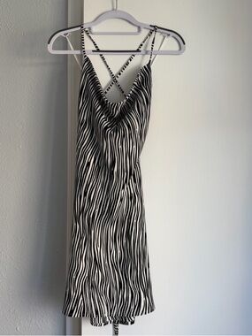 Mahina Zebra Cowl Neck Mini Dress